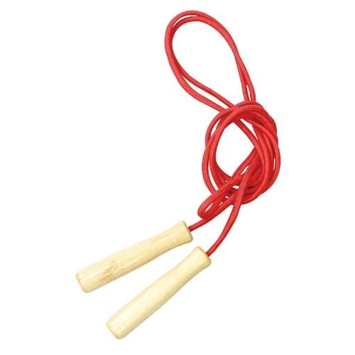 彩り木柄なわとび 赤 袋付き