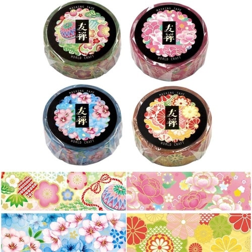 友禅マスキングテープ 着物 15mm幅×4