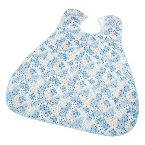 撥水加工食事用エプロン ブルー花柄