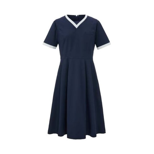 ワンピース半袖 3L ネイビー×シルバー