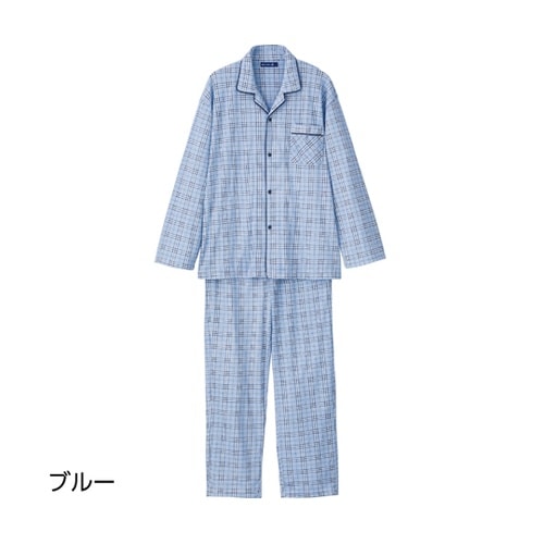紳士ホックパジャマ ブルー L 8006