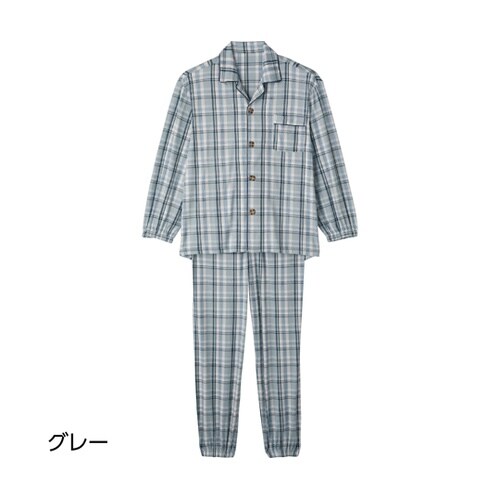 紳士大きめボタンのびのびストレッチパジャ