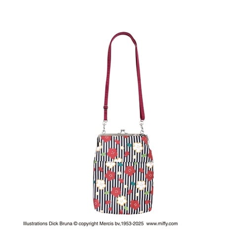 ミッフィー御朱印帳ポーチ(がま口)縞梅