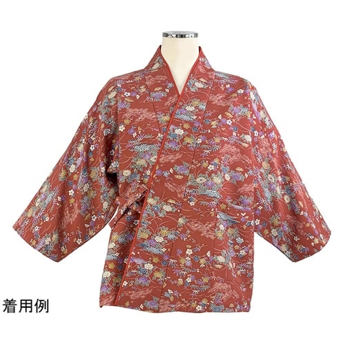 友禅調小紋 茶衣着 上 ミディアムレッド