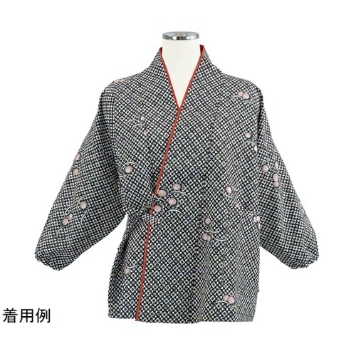 市松文様に菊花 茶衣着 上 ブラック M