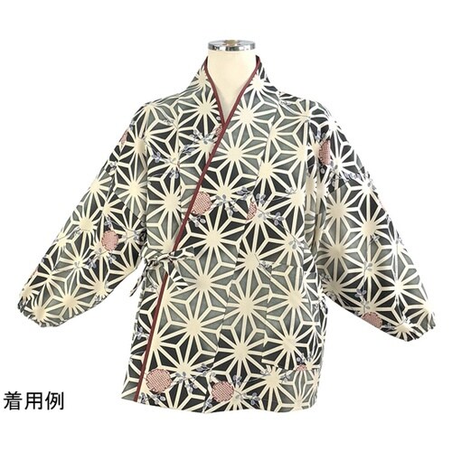 麻の葉ぼかし 茶衣着 上 ブラック L