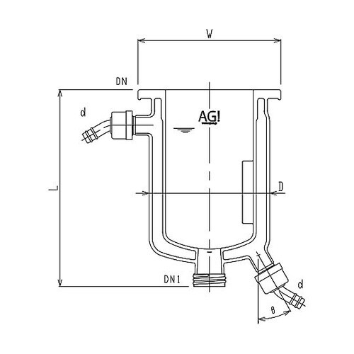 フルジャケット式セパラ反応容器 ホース口