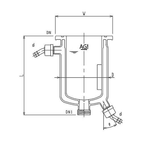 フルジャケット式セパラ反応容器 ホース口