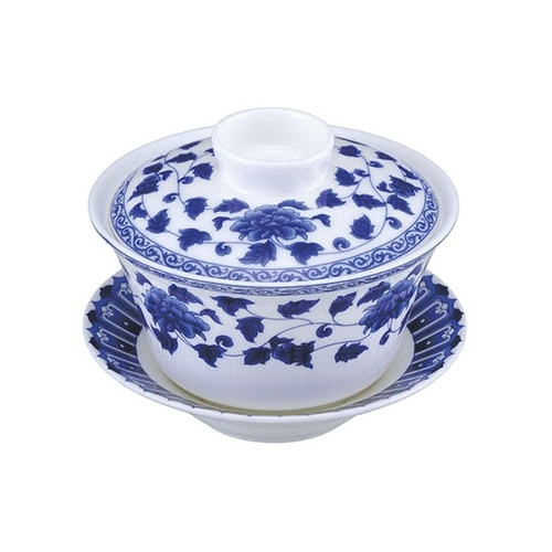 468402 富貴草 白磁器 蓋碗セット