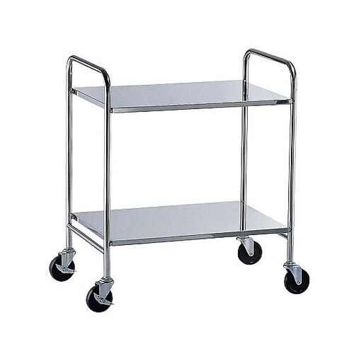 18−8衛生フラットワゴン 2段ゴム車