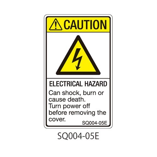 SQシリーズ 注意ラベル 縦型 英文 感