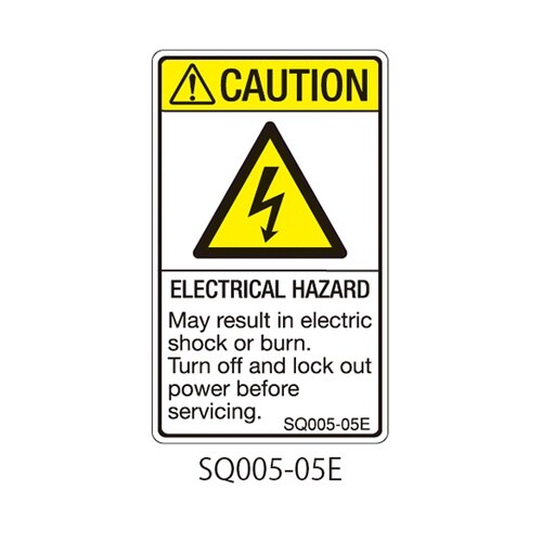 SQシリーズ 注意ラベル 縦型 英文 感