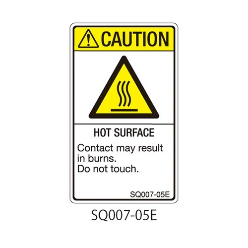 SQシリーズ 注意ラベル 縦型 英文 高