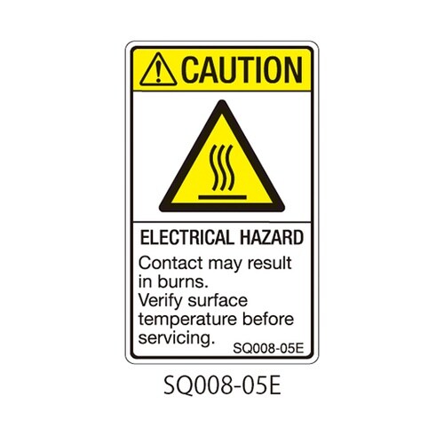 SQシリーズ 注意ラベル 縦型 英文 高