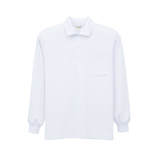 8119−90−L 長袖ポロシャツ 白L