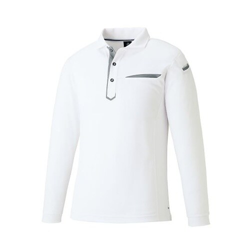 3685−90−M 長袖ポロ ホワイトM