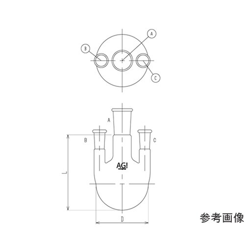 3118−1−4L1L 3口フラスコ