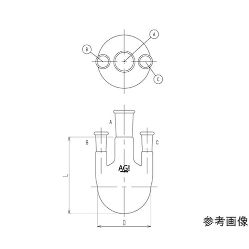 3118−3−8L4L 3口フラスコ
