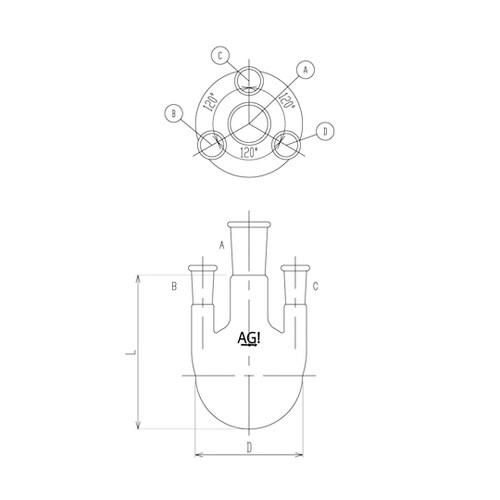 3120−5−9L6L 四ツ口フラスコ