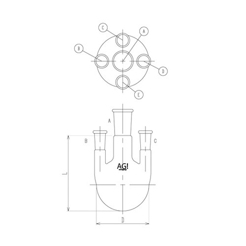 3122−20−10L6L五ツ口フラスコ