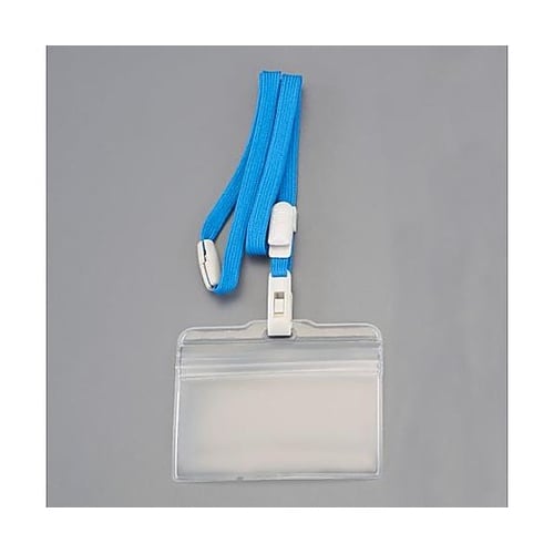 吊り下げチャック式名札(ストラップ付/青