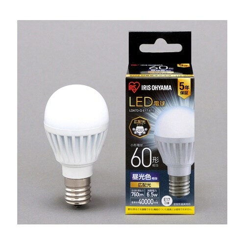 LED電球 E17 広配光 昼光色 60