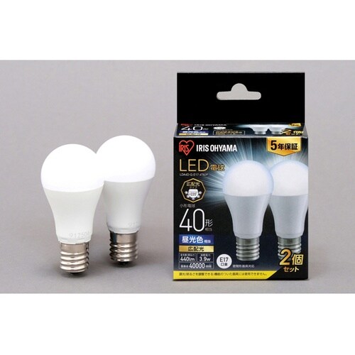 LED電球 E17 広配光2P 昼光色