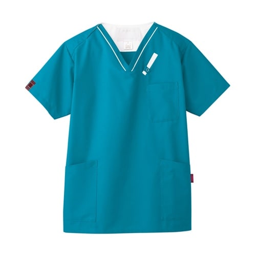 スクラブ ターコイズ×ホワイト M 70