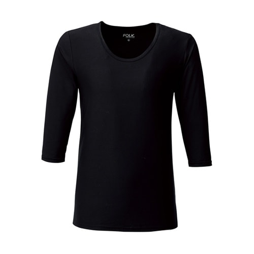 メンズカットソー(8分袖)ブラック L