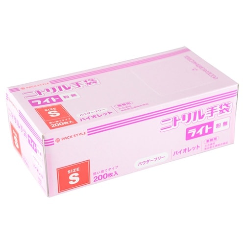 PSニトリル手袋 ライトT 紫・粉無 S