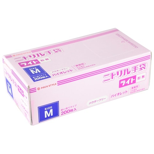 PSニトリル手袋 ライトH 紫・粉無 M