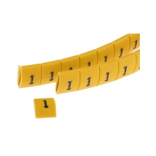 ケーブルマーカー 黄色地に黒 なし 1袋