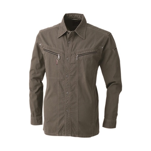 長袖シャツ カーキ L #8161−08