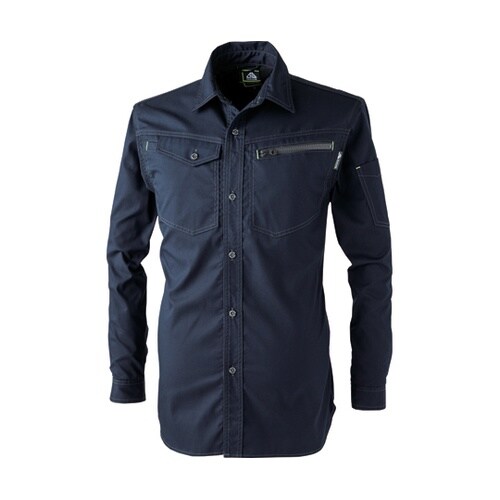 ドビー長袖シャツ 紺 黒 6L #290