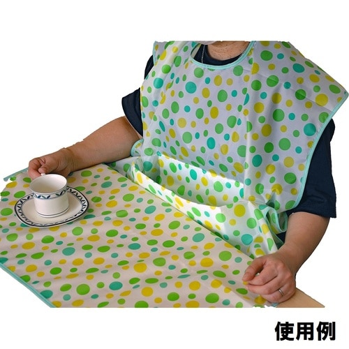 食事用エプロン 水玉柄 LP(グリーン)