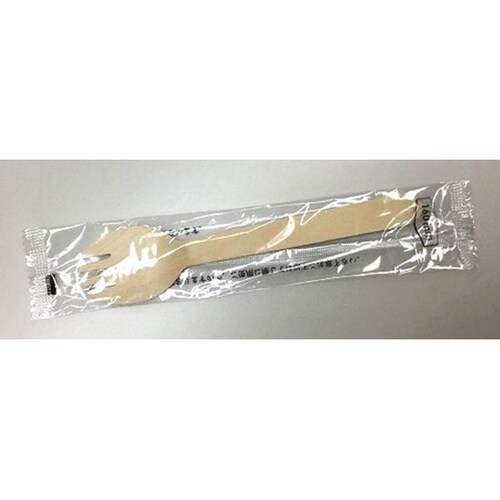 木製フォーク付スプーン160単袋入 透明