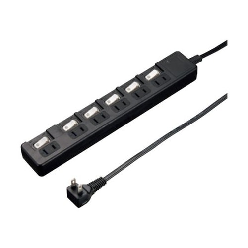 雷ガード付6個口節電タップ2mブラック