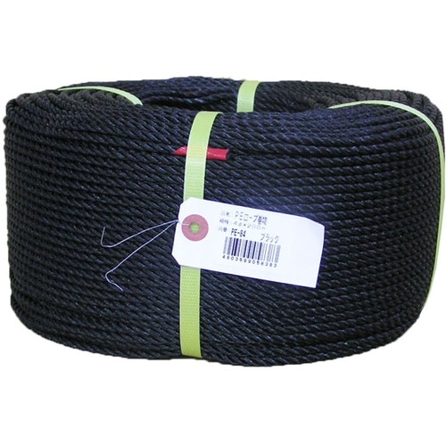 PEロープ巻物 ブラック 4mm×200
