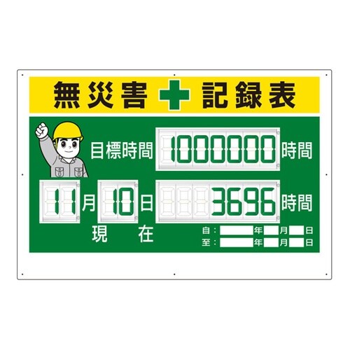 デジタル数字型無災害記録表 数字板固定式