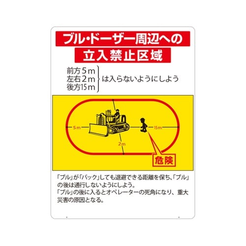 立看板 ブルドーザー周辺への立入禁止区域
