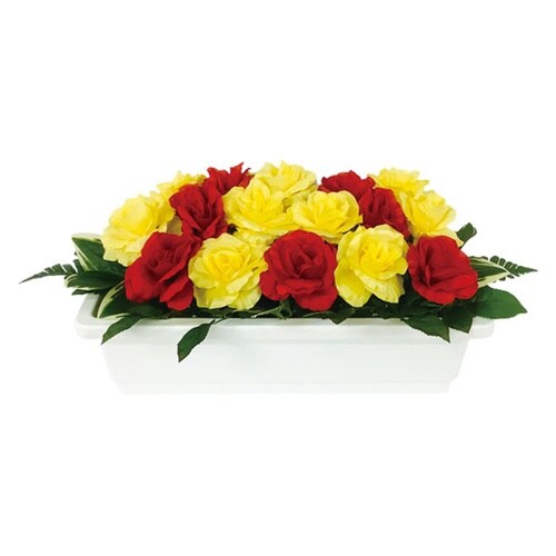 造花プランター 白 バラ(赤・黄) 93