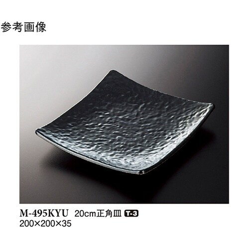 20cm 正角皿 黒釉 5個入 M−49