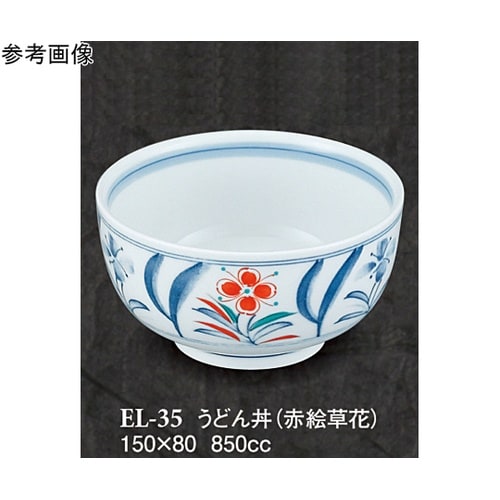 うどん丼 赤絵草花 5個入 EL−35