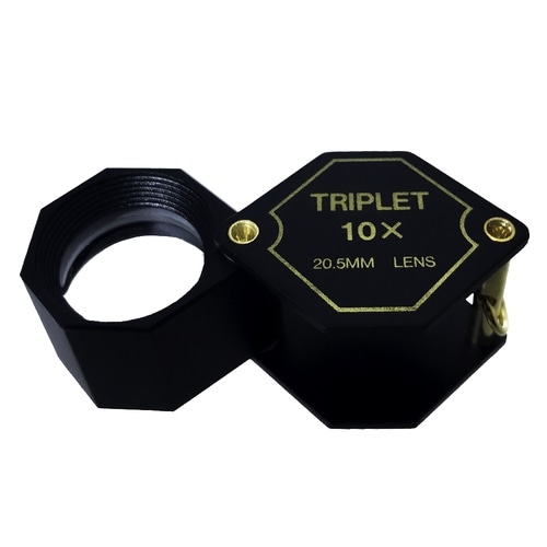 繰出し型 宝石用 六角ルーペ 10x 黒