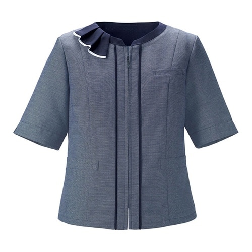 ENJOY フリル付半袖オーバーブラウス