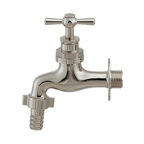 カップリング付き横水栓 レトロシルバー