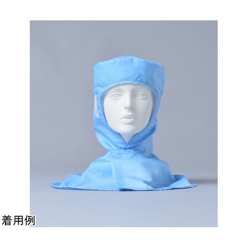 ヘアネット一体型フード 青 L 3K24