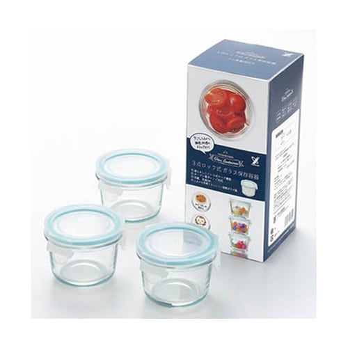 グラスコンテナ3点ロック式ミニ丸型3P