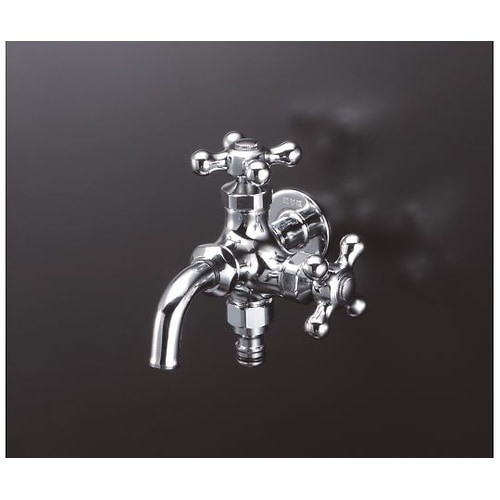 ホース接続ニップル二口横水栓 K124C