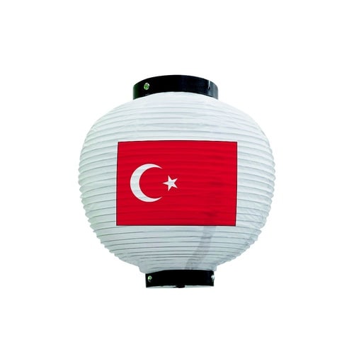 フルカラー提灯 トルコ 八寸丸 白 54